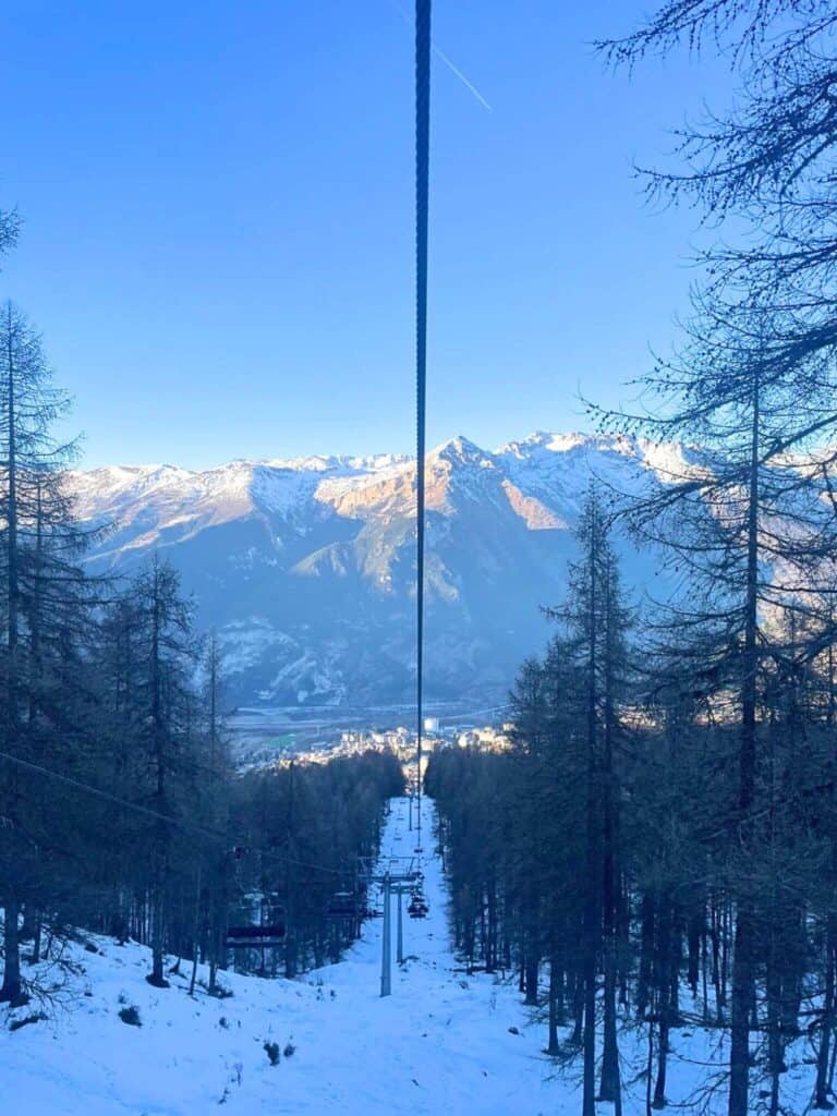 View of the ski lift in Sauze d'Oulx in north-east Italy. Some of the best ski resorts in Europe