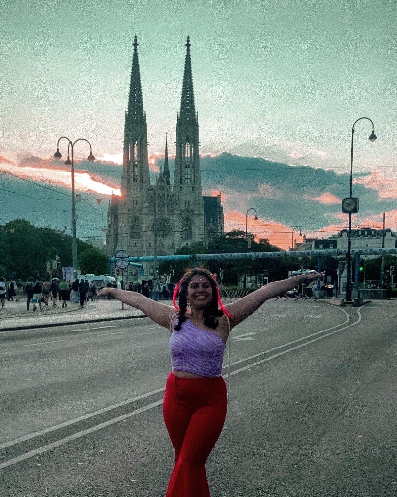 Girl standing in a street of Vienna